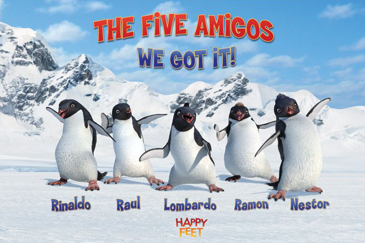 Poster HAPPY FEET - the five amigos